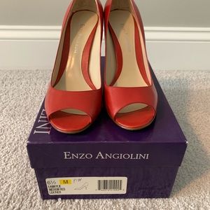 LAST CALL Enzo Angiolini Maylie red peep heel 6.5